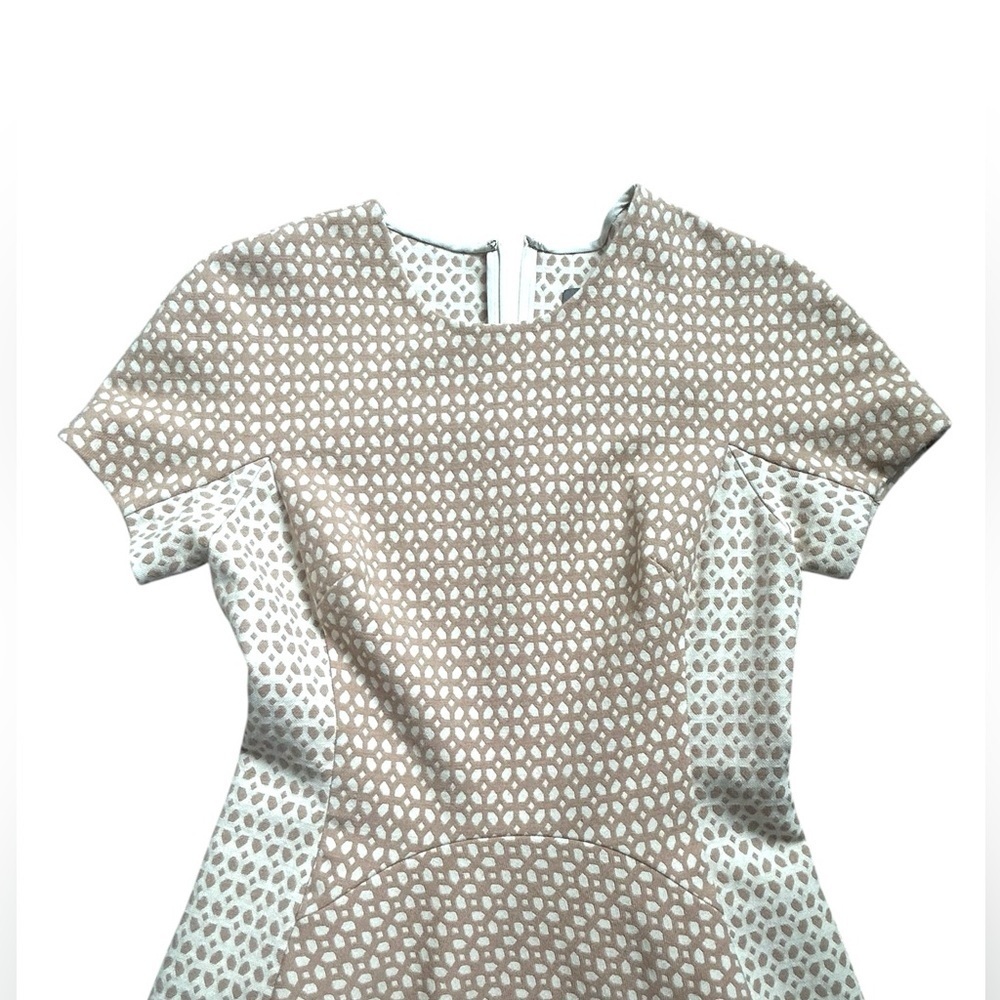 Lela Rose Tan and White Patterned Dress